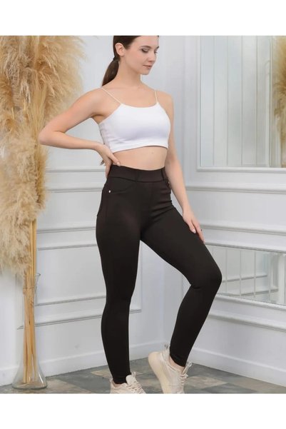 Generic Brand Women's Leggings Pants with Pocketed , Steel Fabric, Plus Size