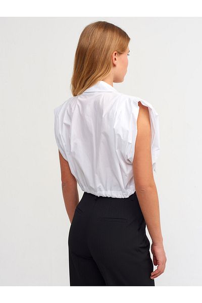 Dilvin 50179 Cămașă Crop-albă