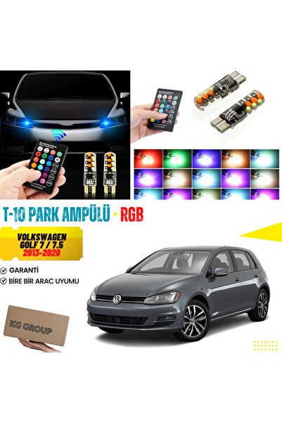 KG GROUP Volkswagen Golf 7 / 7.5 2019 Uyumlu T10 Kumandalı Park Ampulü Rgb Led