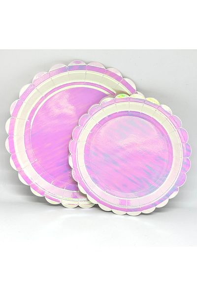 Mare Karnaval Macaron Hologram Cardboard Party Plate 8 Pieces-18cm