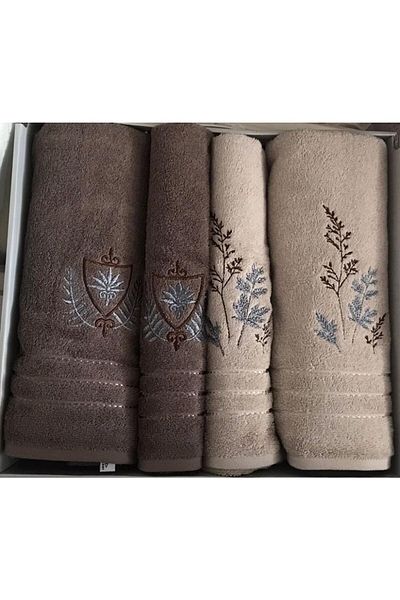 Özdilek Soft Leaf Best Set Cotton (hammam Set) Beige - Brown