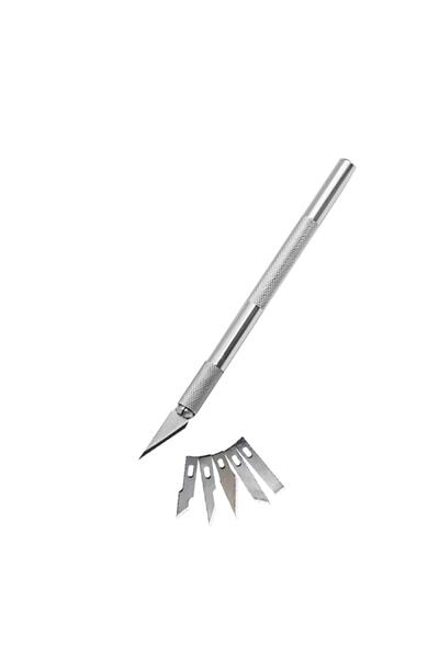 Red Apple Hobi Bıçağı Neşter Kretuar Bıçağı 5 Farklı Yedek Uç Blisterli