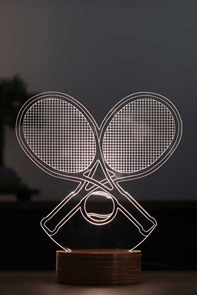 BY-LAMP Tenis Raketi Figürlü Dekoratif Hediye Led Masa Lambası | 7 Işık Rengi...