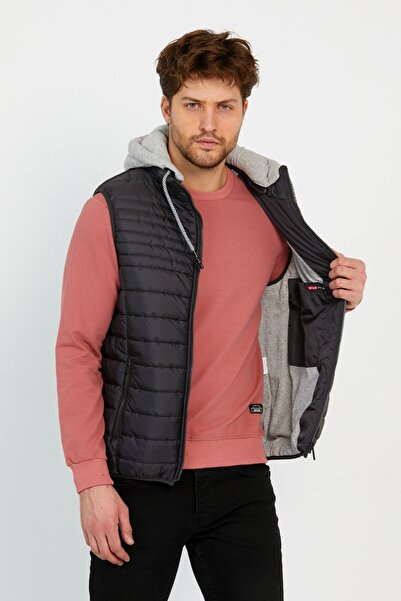 Wise Антрацитовий чоловічий надувний жилет - знімний капюшон, підкладка з трикотажу