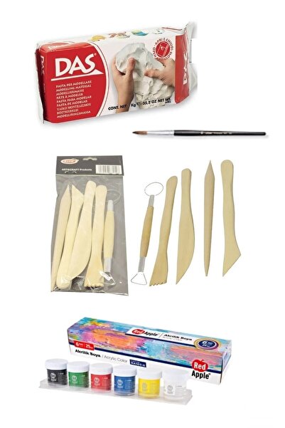 Ümraniye Hobi Sanat Das Seramik Kil Hamuru & 6'lı Akrilik Boya Başlangıç Seti