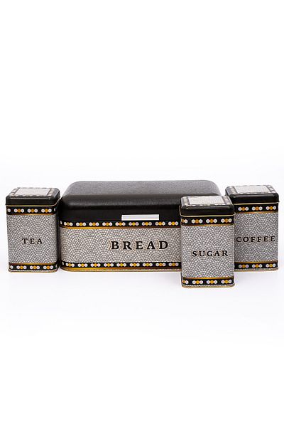 EVLE Erb50u1 Hinged Bread Bowl and Ø105 Set of 4, Mosaic