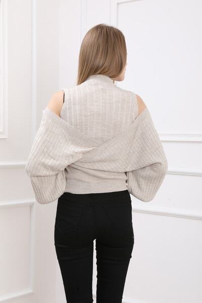 For Angels Beige Crop Detail Double Breasted Sweater 2253409Std