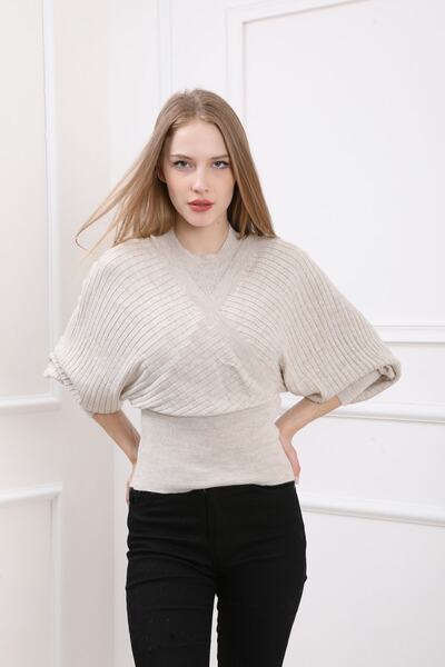 For Angels Beige Crop Detail Double Breasted Sweater 2253409Std
