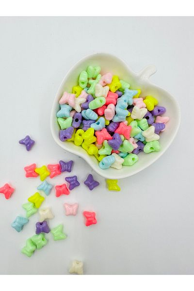 Egem aksesuar 50 Pieces Mixed Color Large Butterfly Figured Plastic Beads Jewelry Making