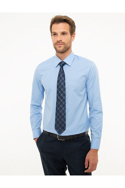 Pierre Cardin Πουκάμισο Dacron Woven Slim Fit Σκούρο Μπλε