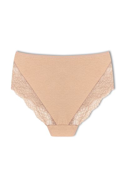HNX Καφέ Μπροστινό και Πίσω Δαντέλα Plus Size Cotton Bato Γυναικεία κιλότα