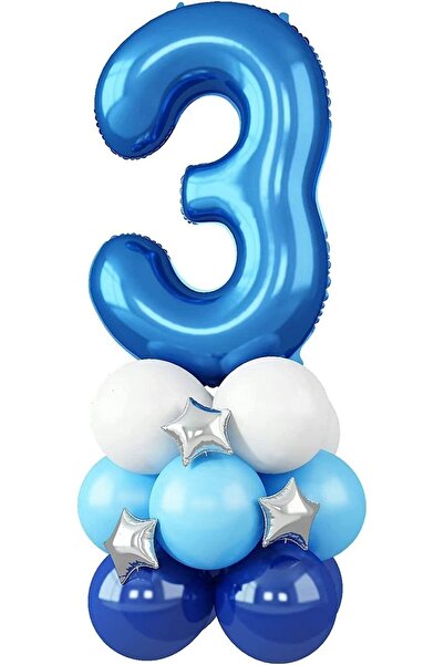 BEST PARTİ DOĞUM GÜNÜ PARTİ SÜSLERİ Blue Number Balloon Welcome Set with Age ...