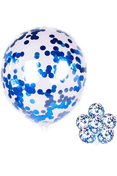 BEST PARTİ DOĞUM GÜNÜ PARTİ SÜSLERİ Mavi Rakam Balon Pullu Şeffaf Balon Seti Yaş 6