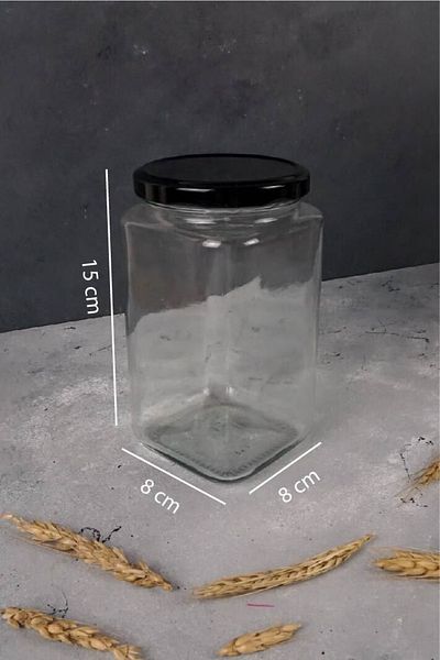 Karçiçeği Home 12-Piece Glass Spice Jar with Metal Lid, Spoon and Label 850 ml