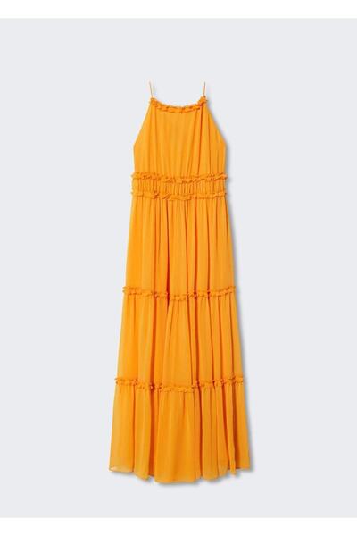 MANGO Woman Volanlı Maxi Elbise