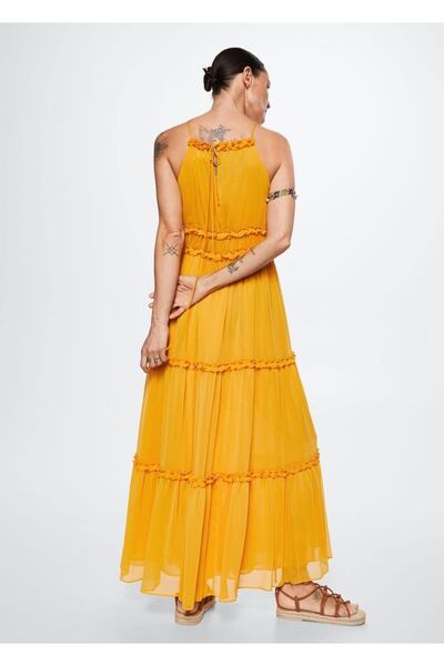 MANGO Woman Volanlı Maxi Elbise