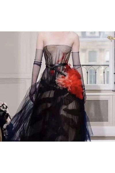 Hayalperest boncuk Manusi Tulle Negru Manusi Mireasa Manusi Tulle Manusi Costum