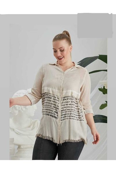 anne moda ankara Πουκάμισο 100% Viscos με πέτρα μεγάλου μεγέθους χωρίς λύκρα