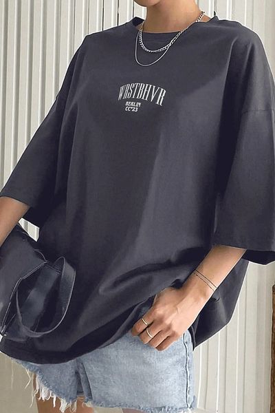 Keywest Μπλουζάκι από βαμβακερό μπλουζάκι Unisex Oversize Dont Printed