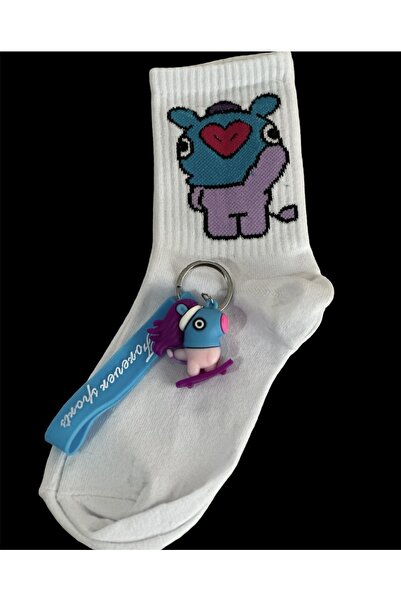 çorapdunyam Комплект чорапи и ключодържател Mang Bts Emoji с цветен дизайн