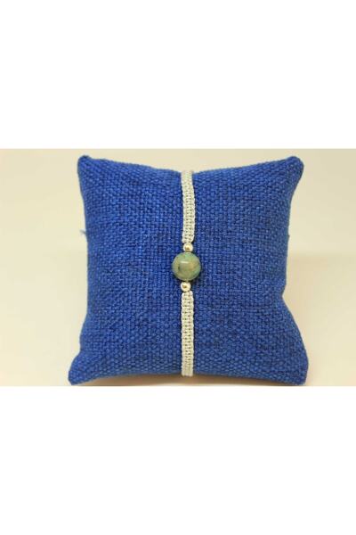 Yasamtohumu Регульований браслет із смарагдом та срібними намистинами (27220)