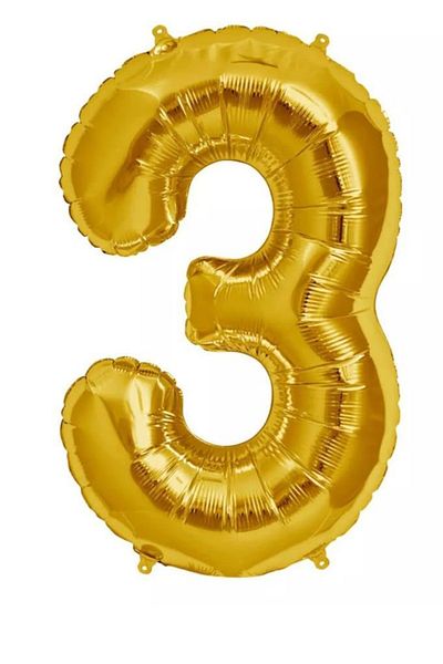 BeySüS Gold Golden Yellow Dore Large Foil 3 Number Balloon 100 Cm 40inc