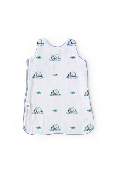 DEUX LAPINS 0-6 Months Baby Muslin Sleeping Bag - 100% Cotton, 0.5 Tog, Seal Pattern - Le Phoque