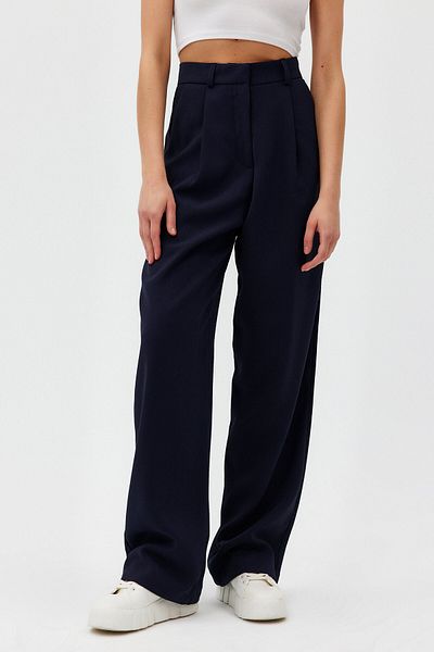 Açelya Okcu Palazzo-Gewebte Hose mit hohem Bund und Beinabschluss