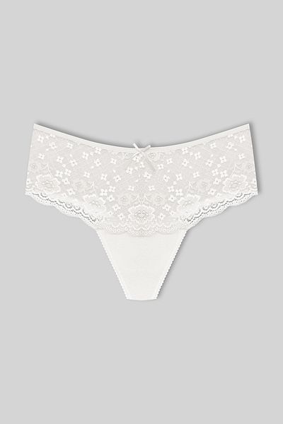 HNX 3-Piece Cotton Lace Front High Waist Large Size Thong Women's Panties