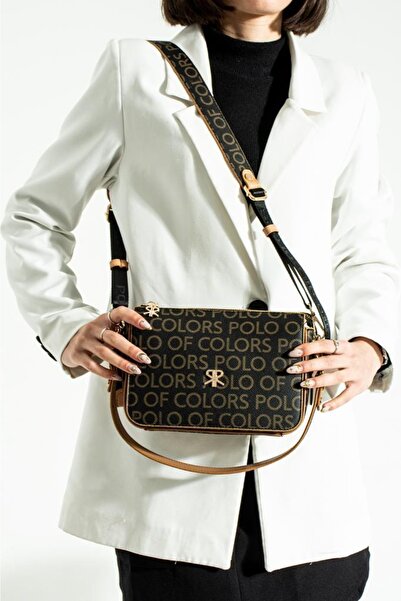 ImPolo حقيبة كتف وحقيبة كروس نسائية من Dayanna مطبوعة باللون الأسود الجملي مق...