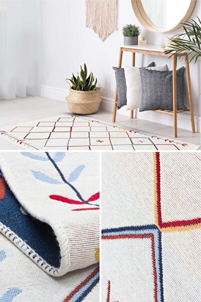 caMekan Yıkanabilir Çift Taraflı Kilim Iskandinav Desen Pamuk Kilim Eko Halı ...