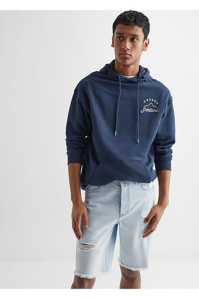 Mango Teen Σικισμένο λεπτομερές τζιν σορτς βερμούδας