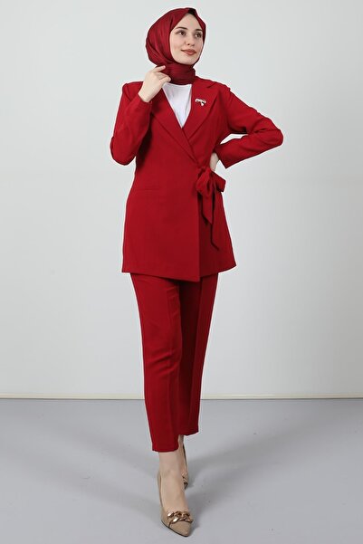 Giza Giyim Stoned Brochure Suit Claret Red