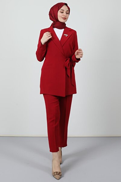 Giza Giyim Stoned Brochure Suit Claret Red