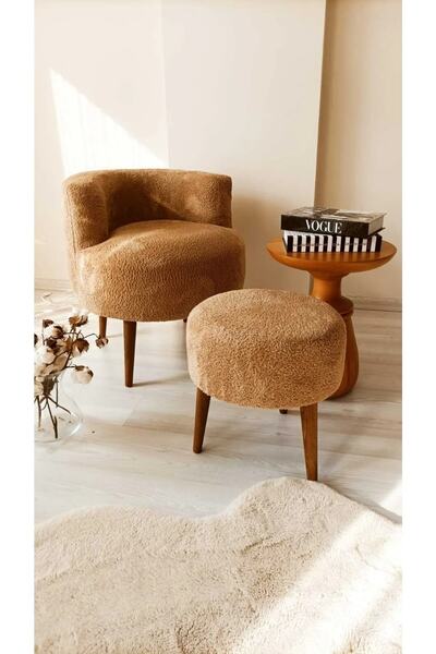 Fahrettin Küçük Çay Seti Tekli Koltuk Berjer Ve Puf Takımı (salon, Balkon, Ofis) 2 Li Takım