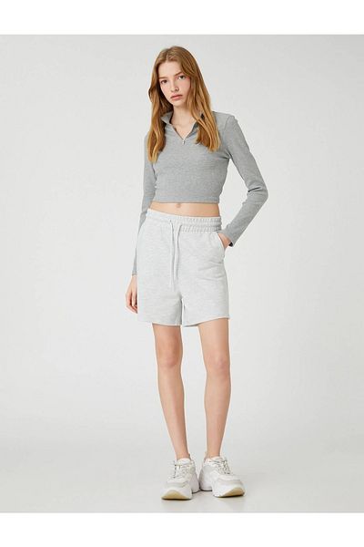 Koton 3sal40037ık Damen-Jeans- und Canvas-Shorts Snow Melange
