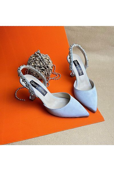 Gloriys Ayakkabı & Çanta Argintiu Satin Stone 8,5 cm Pantofi cu toc 3910
