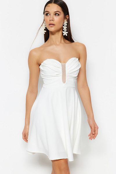 Trendyol Collection Ecru Color - A-line Printed Stylish Wedding Dress TPRSS23EL00245