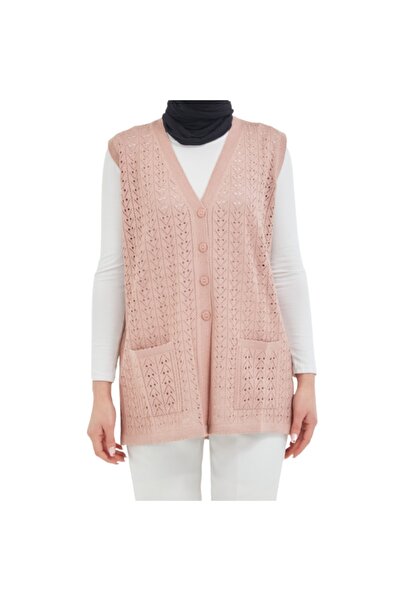 Fresh&Moda Γιλέκο Mercerized σε σκόνη με κουμπιά