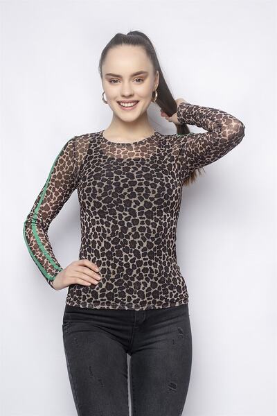 Miss Murem Tulle Blouse-leopard Green