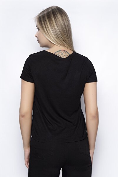 Miss Murem V Lace Front Short Sleeve Bady-black