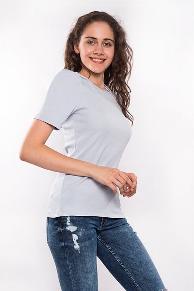 Miss Murem Watermelon Sleeve Corded Blouse-baby Blue