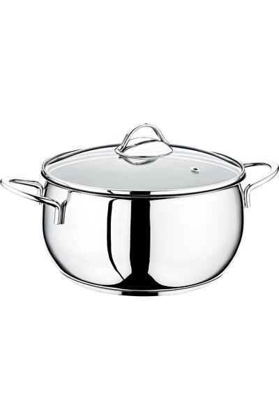 OMS PASLANMAZ 2060 Paslanmaz Çelik Yarım Küre Derin Tencere 20x10 Cm Sade