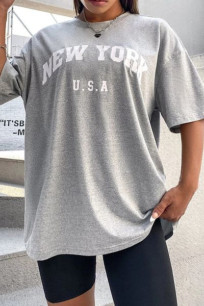 MODAGEN Dámské oversize tričko pohodlného střihu Grimelange New York s potiskem