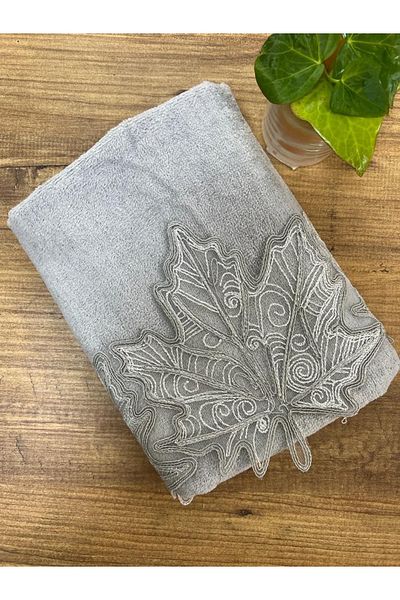 Çeyiz Bahçesi Clover Velvet Hand and Face Towel Gray 50/90cm