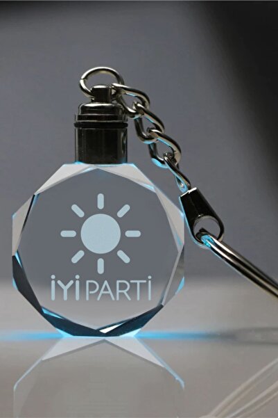 MERTKRİSTAL Iyi Parti Logolu Anahtarlık, Logolu Işıklı Anahtarlık, Cam Işlemeli Anahtarlık