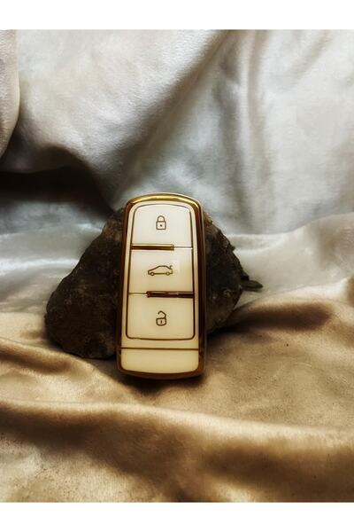 NADİR حافظة مفاتيح نانو سيليكون بيضاء متوافقة مع فولكس فاجن