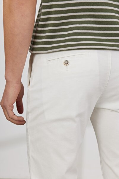 AC&Co / Altınyıldız Classics Men's White Slim Fit Slim Fit Side Pocket Flexible Chino Trousers