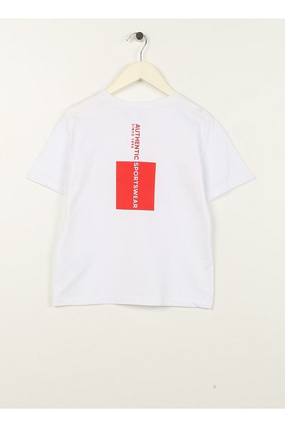 U.S. Polo Assn. Τυπωμένο λευκό μπλουζάκι για αγόρι Kamedakıds