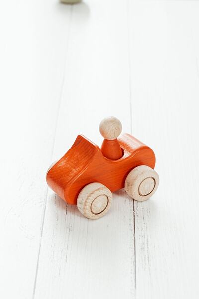 SaltanArt Waldorf Natural Wooden Car Set with Peg Baby